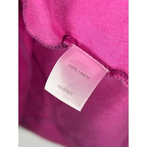 J Jill Linen V Neck Sleeveless Button Front‎ Henley Tank Top Medium Petite Pink - Picture 5 of 5